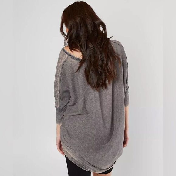 Free People We The Free Catch Waves Burnout Black Oversized Tunic XS T Shirt - Picture 7 of 16
